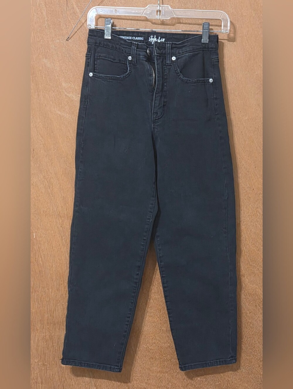 Style & Co. Women's Black Relaxed Straight Jeans Size 2P